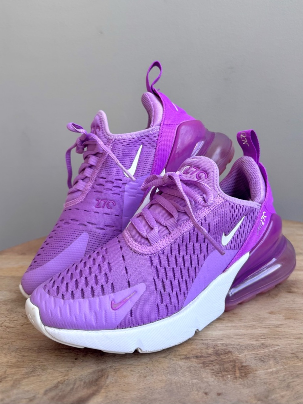 Nike Air Max 270 GS Shoes Rush Fuchsia White 943345 501 Size 4.5Y/6W